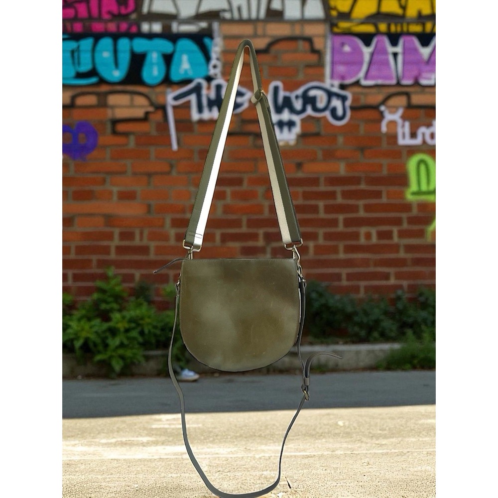Madewell Tundra Green Transport Leather Saddle Bag Crossbody Shoulder Handbag - Picture 5 of 16